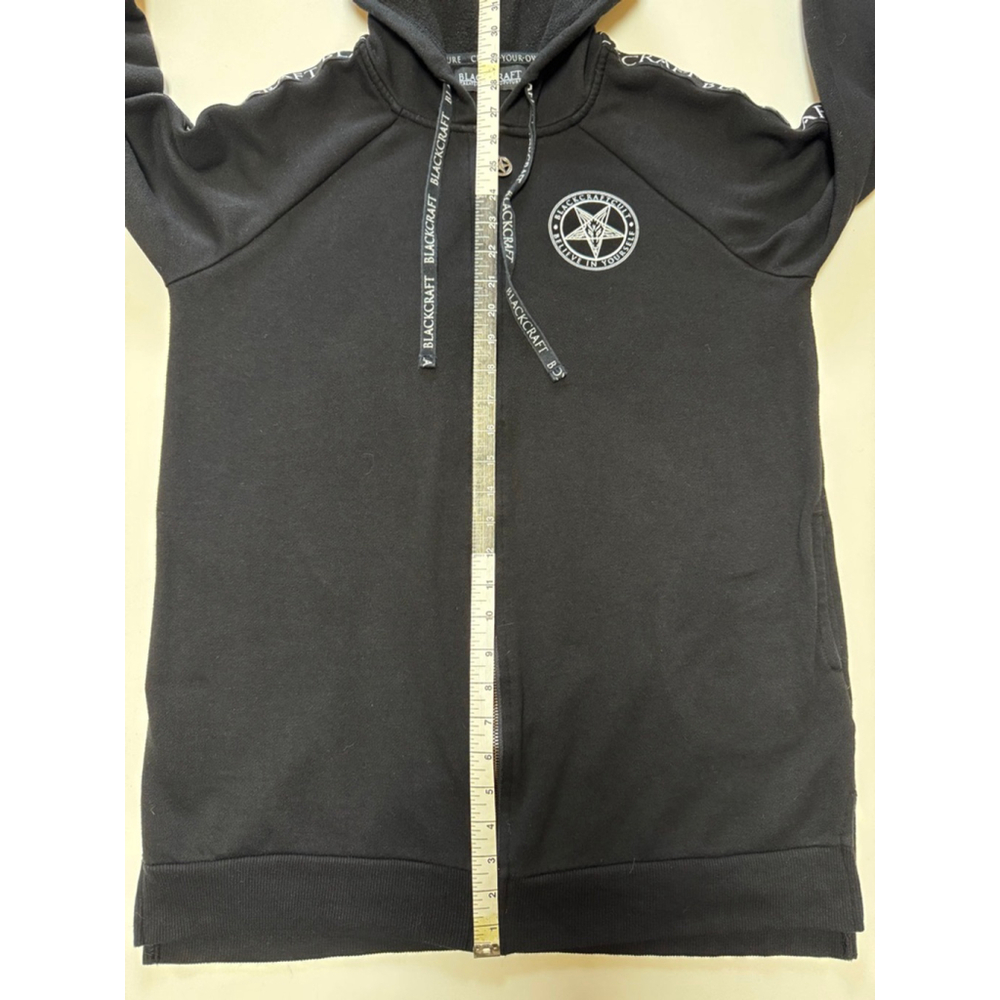 BLACKCRAFT Women’s Black White Witching Hour Long Hoodie Sz M - Picture 3 of 14